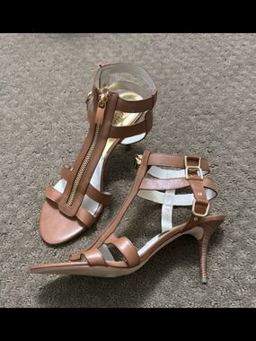 Michael Kors Strappy Heeled Sandals with Front Zip